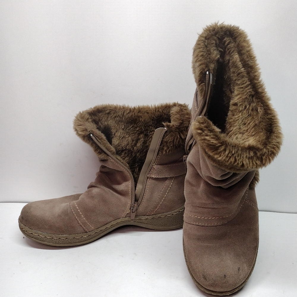 Baretraps Extreme Brown Suede Ankle Boots l Size  8 M l Leather Faux fur - Picture 3 of 10